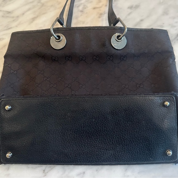 Vintage Gucci Black Fabric Handbag with Polished Chrome Hardware - Picture 5 of 16